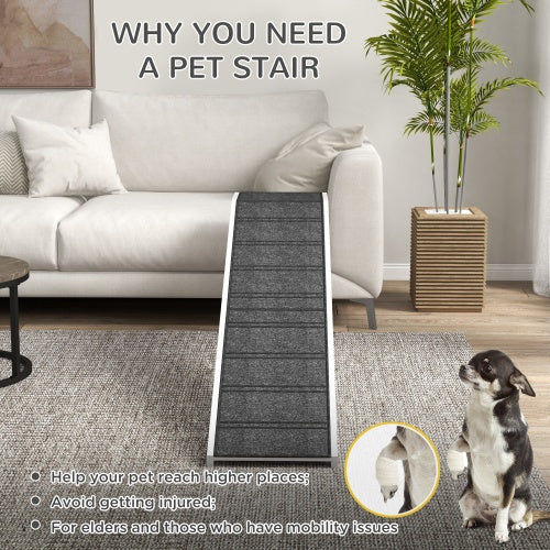 foam dog steps for bed 74" Wooden Pet Ramp with Non-Slip Carpet & Top Platform