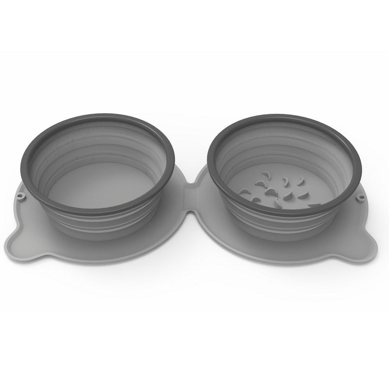 Travel Dog Bowl – Portable Silicone Double Foldable Non-Slip Pet Travel Feeder