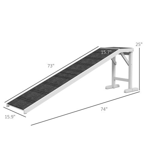 foam dog steps for bed 74" Wooden Pet Ramp with Non-Slip Carpet & Top Platform