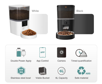 Programmable Cat Feeder with Video Camera – 4L/6L Smart Pet Food Dispenser for Dogs & Cats