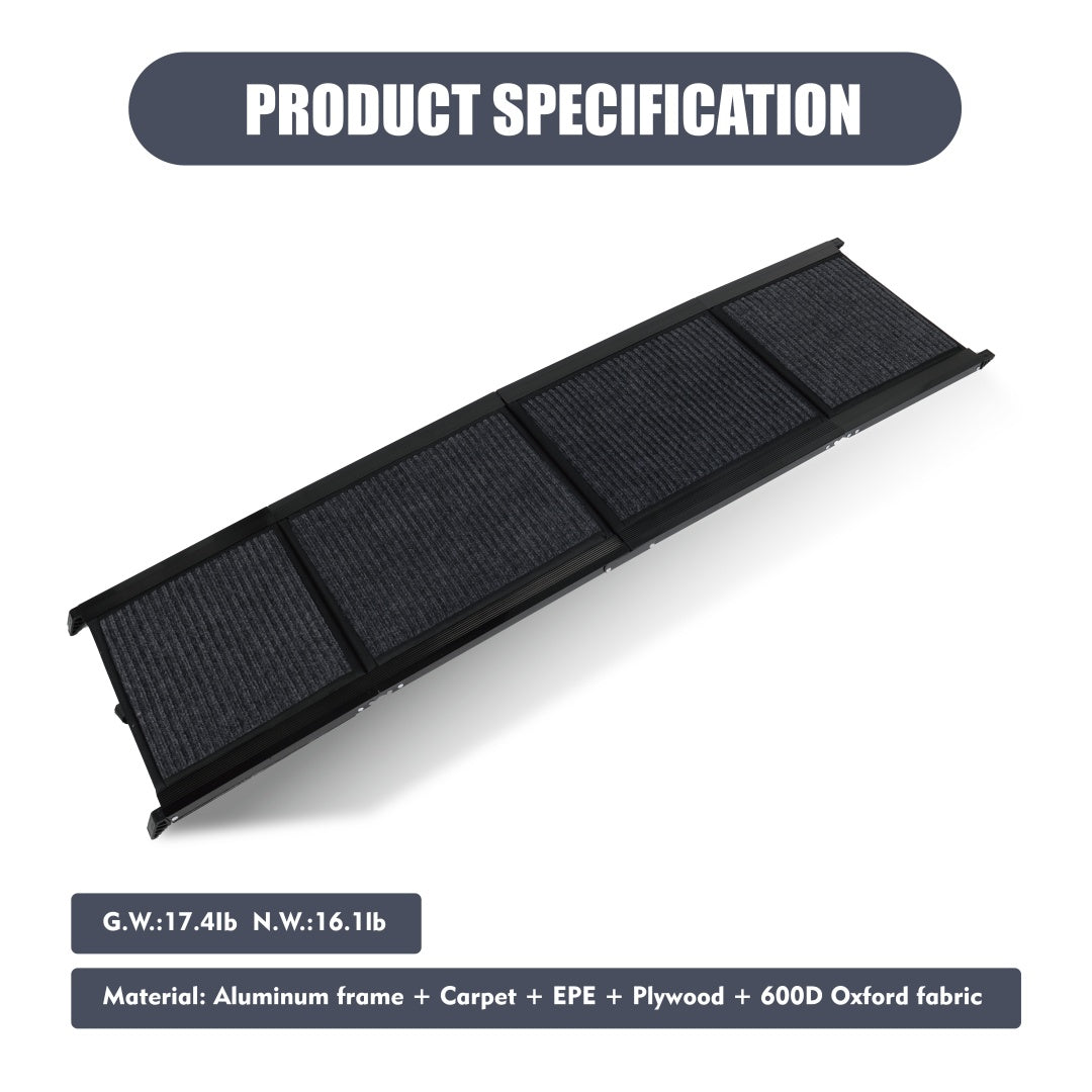 portable dog ramp 65" Folding Aluminum Car Ramp for Large Dogs – Non-Slip, Up to 250LBS