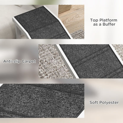 foam dog steps for bed 74" Wooden Pet Ramp with Non-Slip Carpet & Top Platform