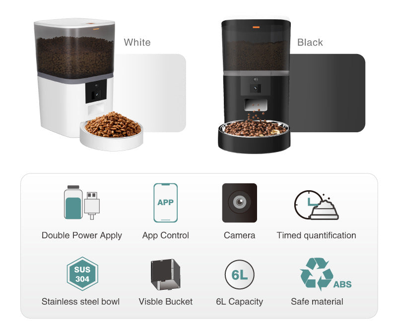 Programmable Cat Feeder with Video Camera – 4L/6L Smart Pet Food Dispenser for Dogs & Cats