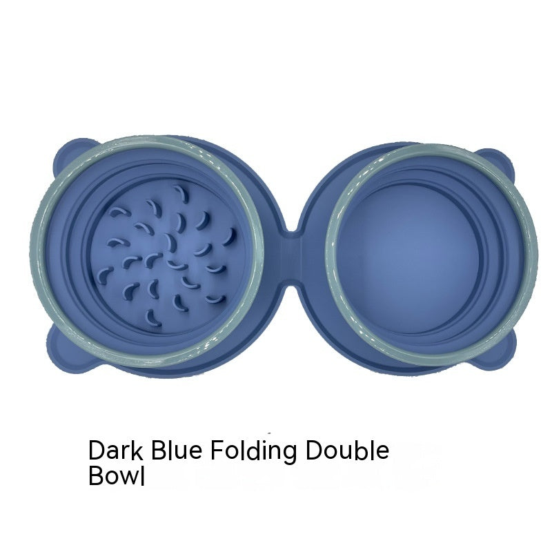 Travel Dog Bowl – Portable Silicone Double Foldable Non-Slip Pet Travel Feeder