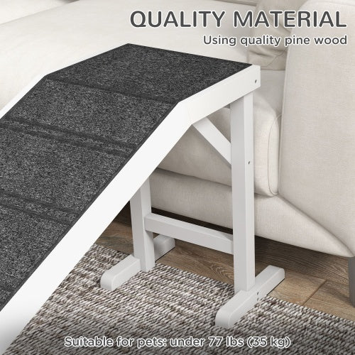 foam dog steps for bed 74" Wooden Pet Ramp with Non-Slip Carpet & Top Platform