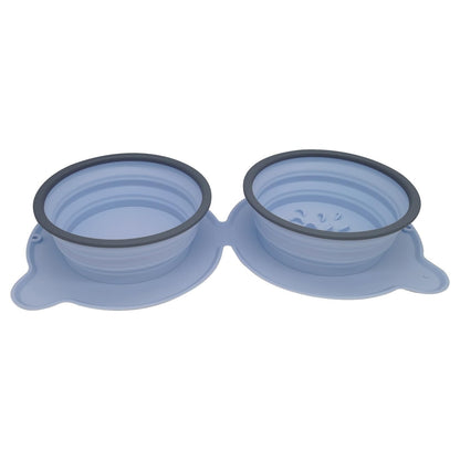 Travel Dog Bowl – Portable Silicone Double Foldable Non-Slip Pet Travel Feeder