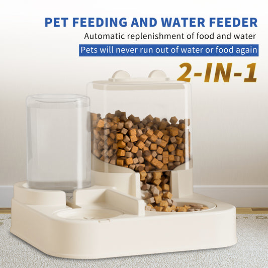 Travel Pet Feeder – Transparent Auto Refill Food & Water Dispenser for Dogs & Cats