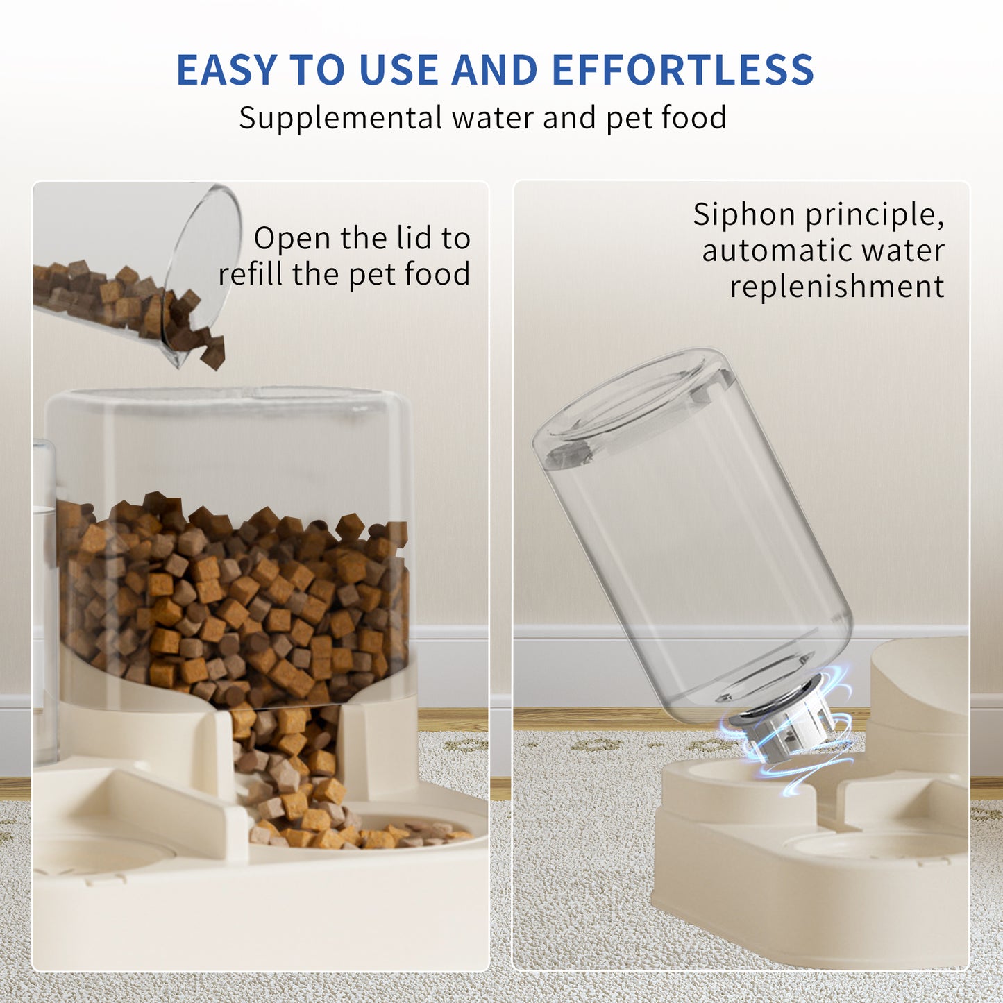 Travel Pet Feeder – Transparent Auto Refill Food & Water Dispenser for Dogs & Cats
