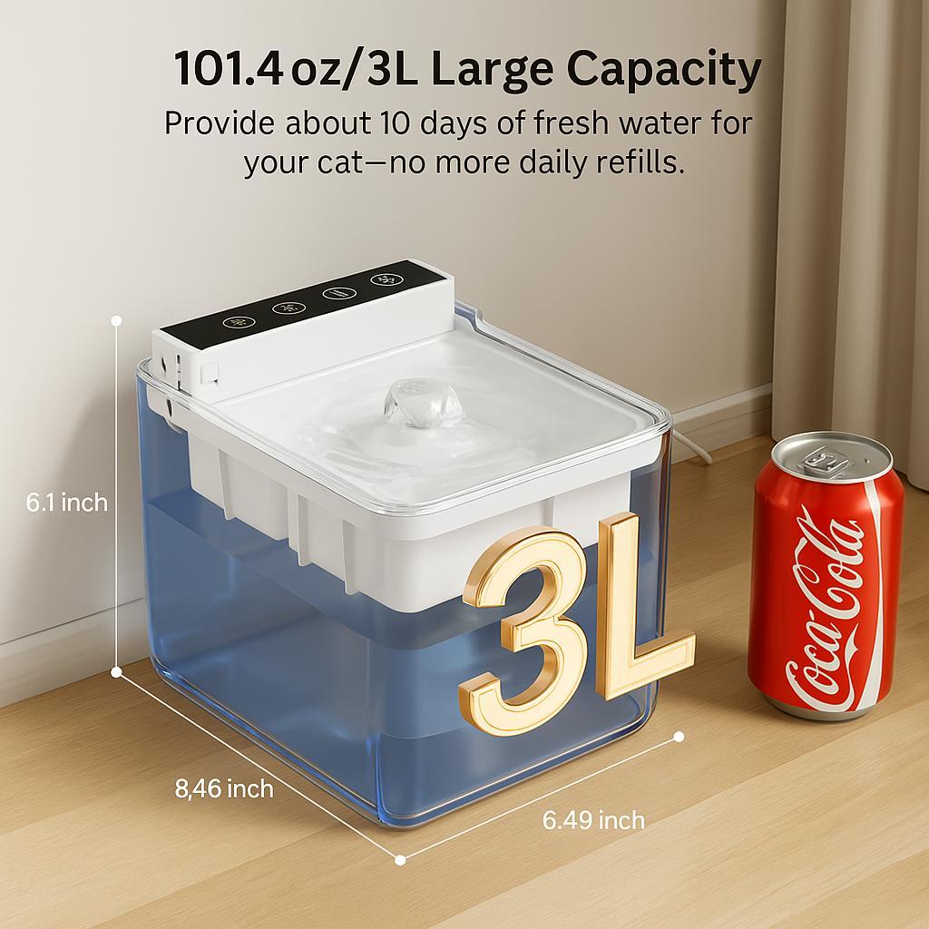 Programmable Cat Feeder Alternative – 3L Automatic Sensing Pet Water Fountain