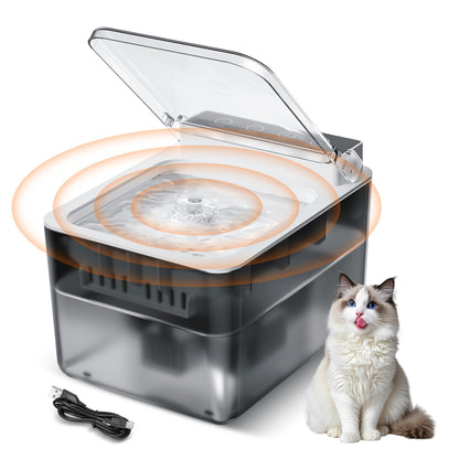Pet washing machine with a cat sitting next to it on a white background